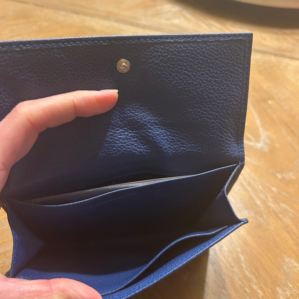Longchamp Le Foulonne Blue Grained Leather Wallet - Picture 5 of 7